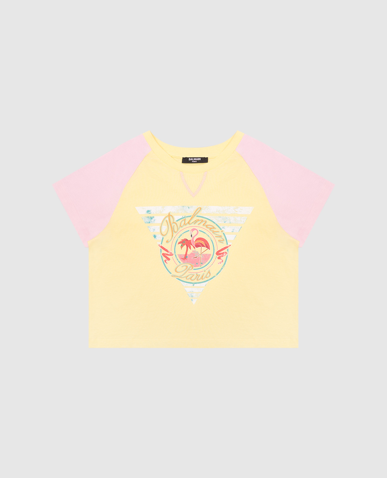 Children&#39;s yellow T-shirt with logo print Balmain