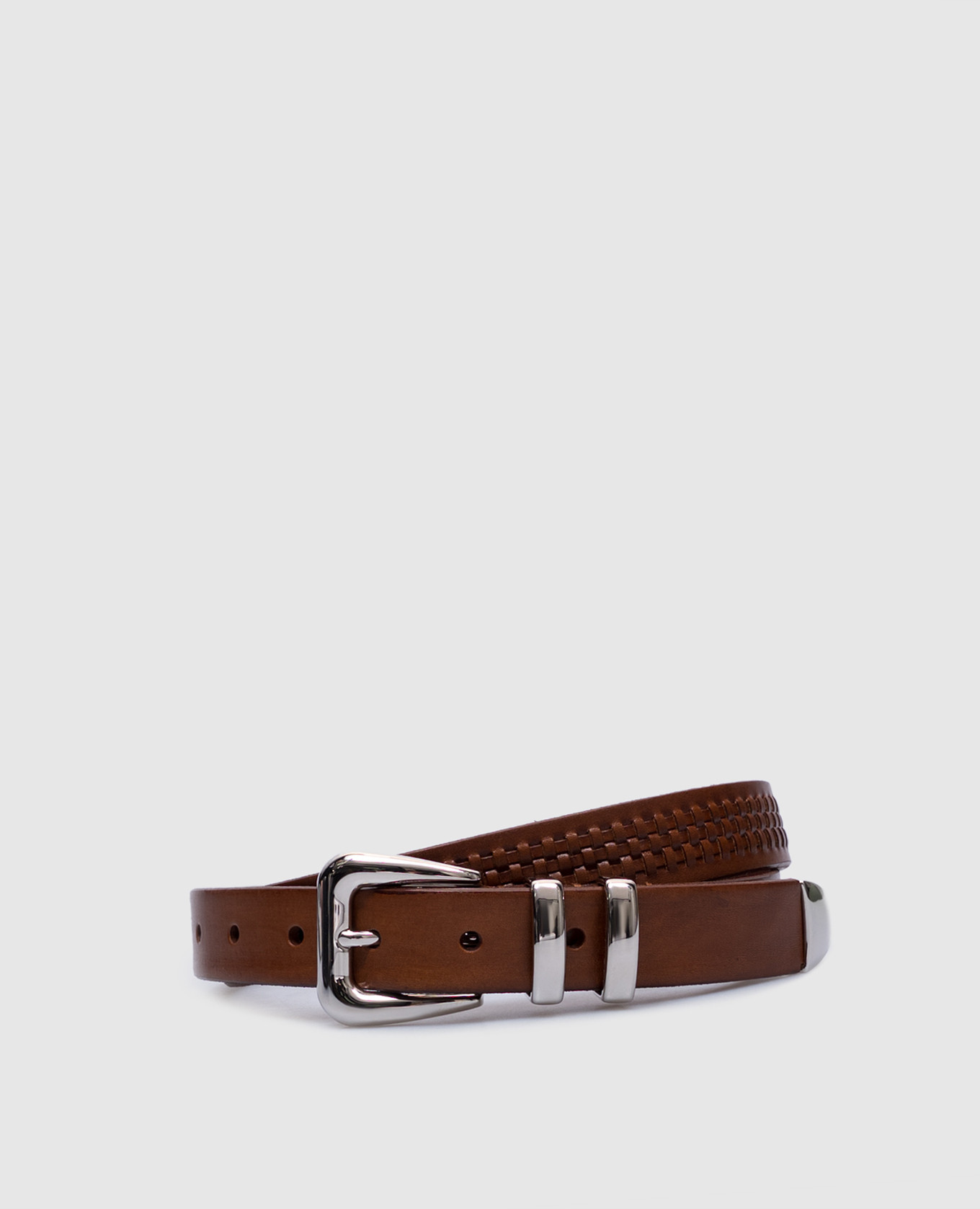 

Brown leather belt with weaving Brunello Cucinelli