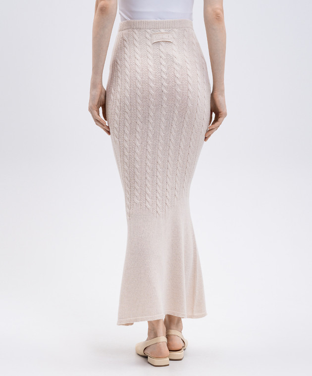 Twinset - Beige wool patterned maxi skirt 252TP3322 - shop