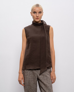 Brunello Cucinelli Brown silk top MF940ED804