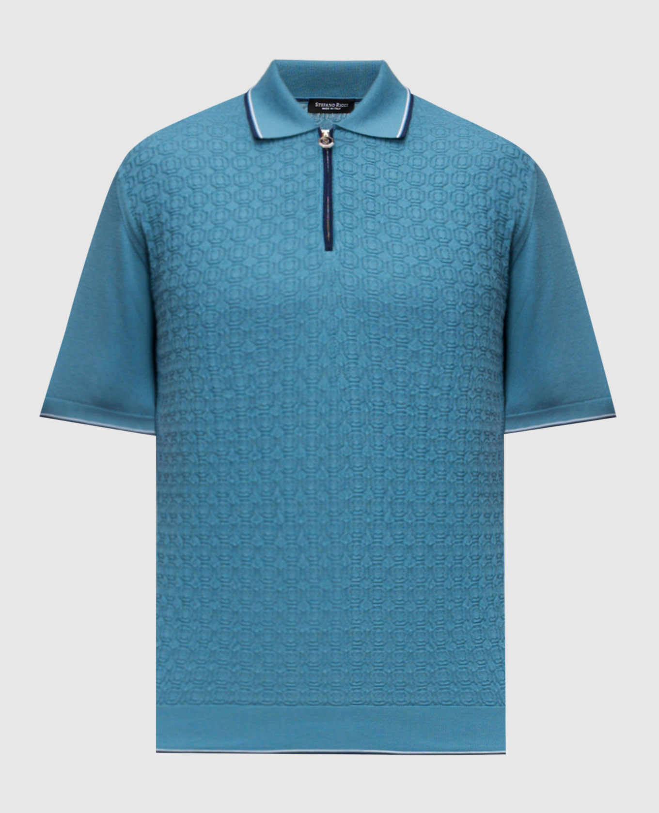 

Blue polo shirt with a pattern Stefano Ricci, Light blue