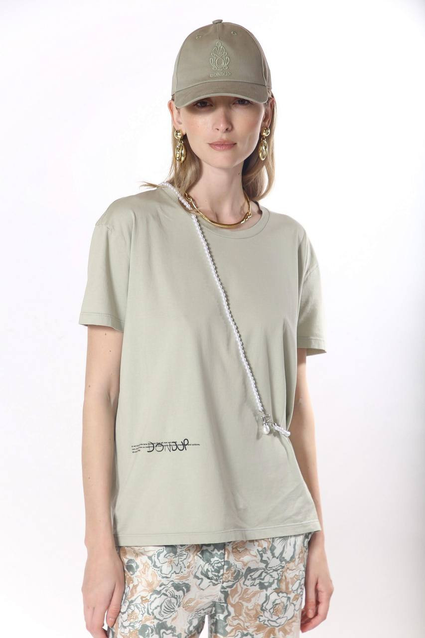 

Khaki T-shirt with logo print Dondup