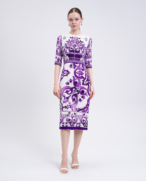 Dolce&Gabbana White printed silk dress F6EAJTHPAEL