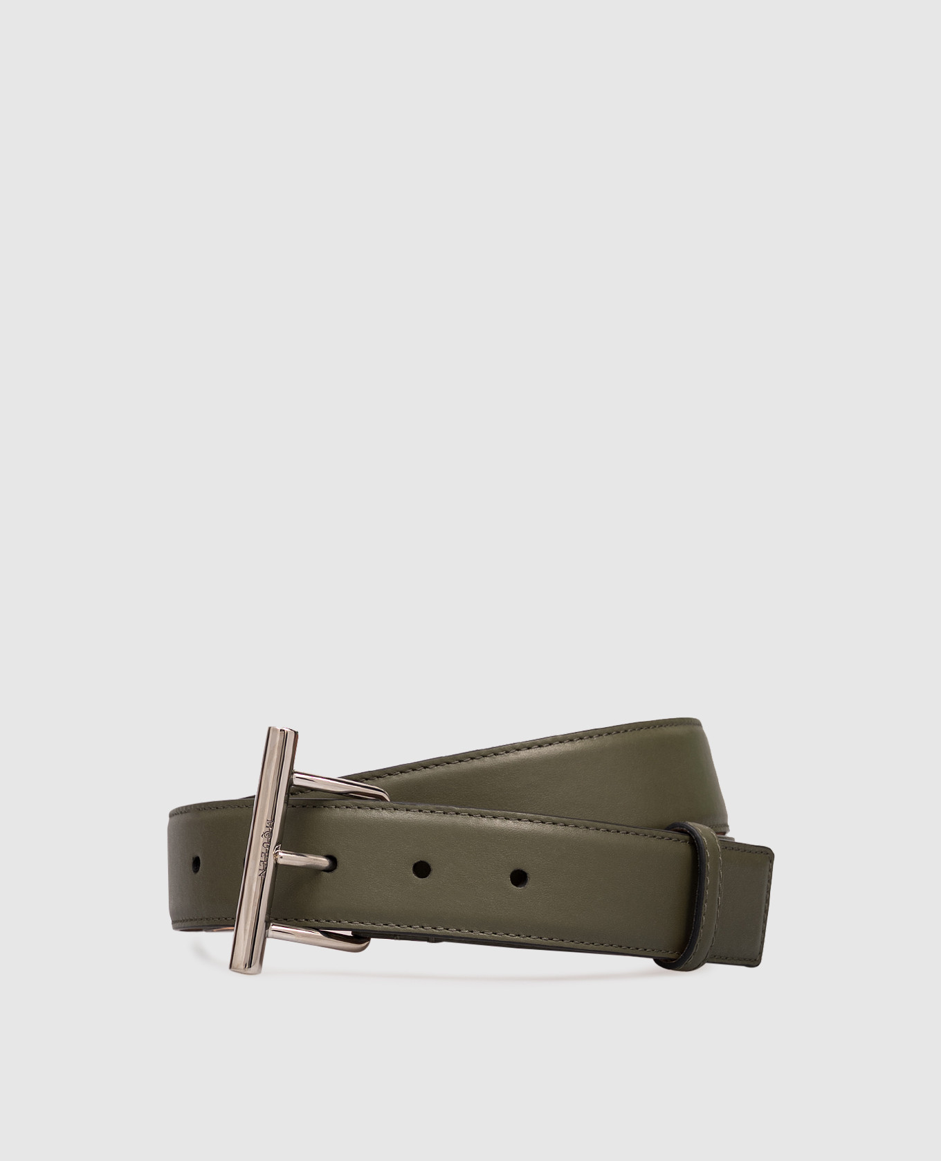 

Khaki T-Bar Leather Belt Alexander McQueen