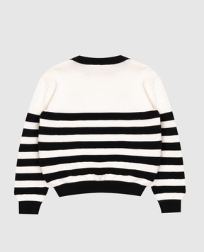 Balmain Children's white striped wool jumper BX9P50Z32971214