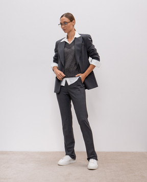 Brunello Cucinelli Gray wool trousers with monil chain M0W07P8584