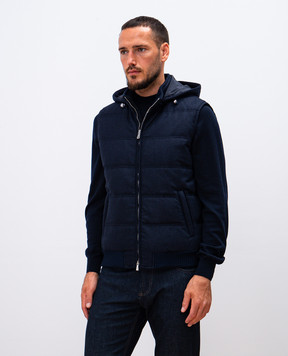 Enrico Mandelli Blue down vest made of wool and cashmere A9T7783821
