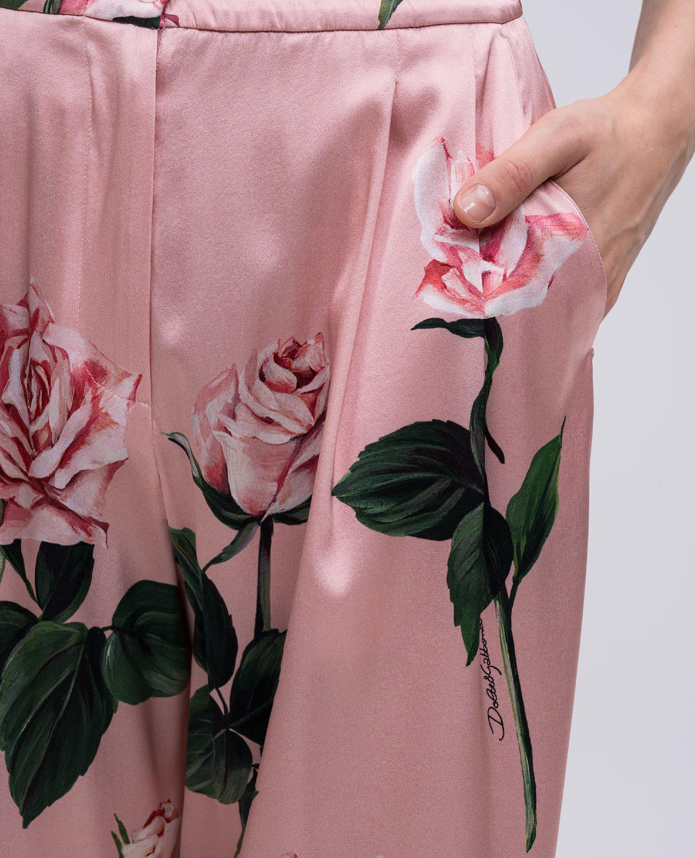 Pink silk pants with floral print Dolce&Gabbana 5