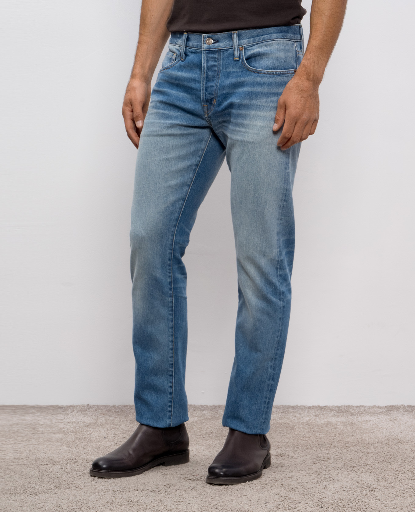

Blue distressed jeans with logo Tom Ford, Light blue