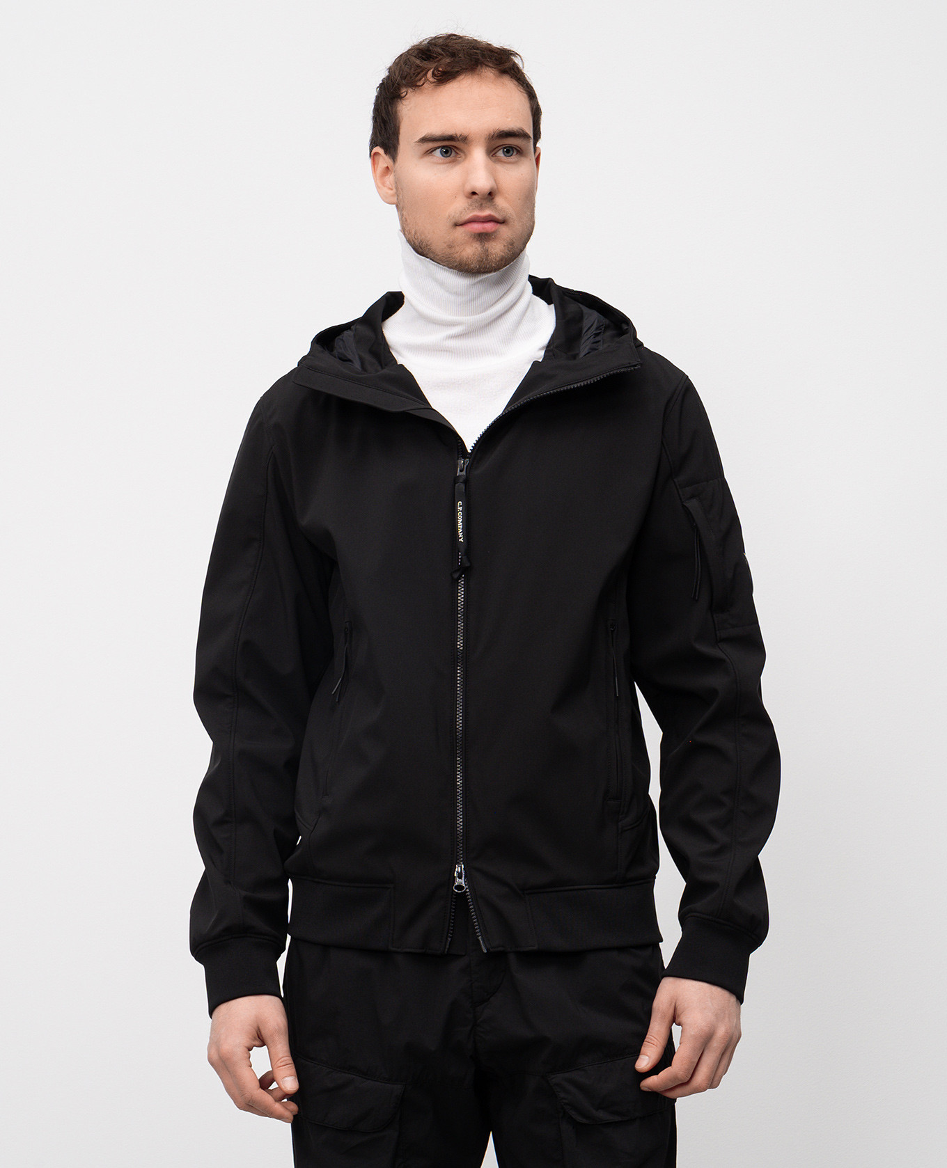 

Black Shell-R jacket with logo C.P. Company