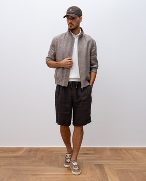 Brunello Cucinelli Brown linen shorts with lapels M243DU0020
