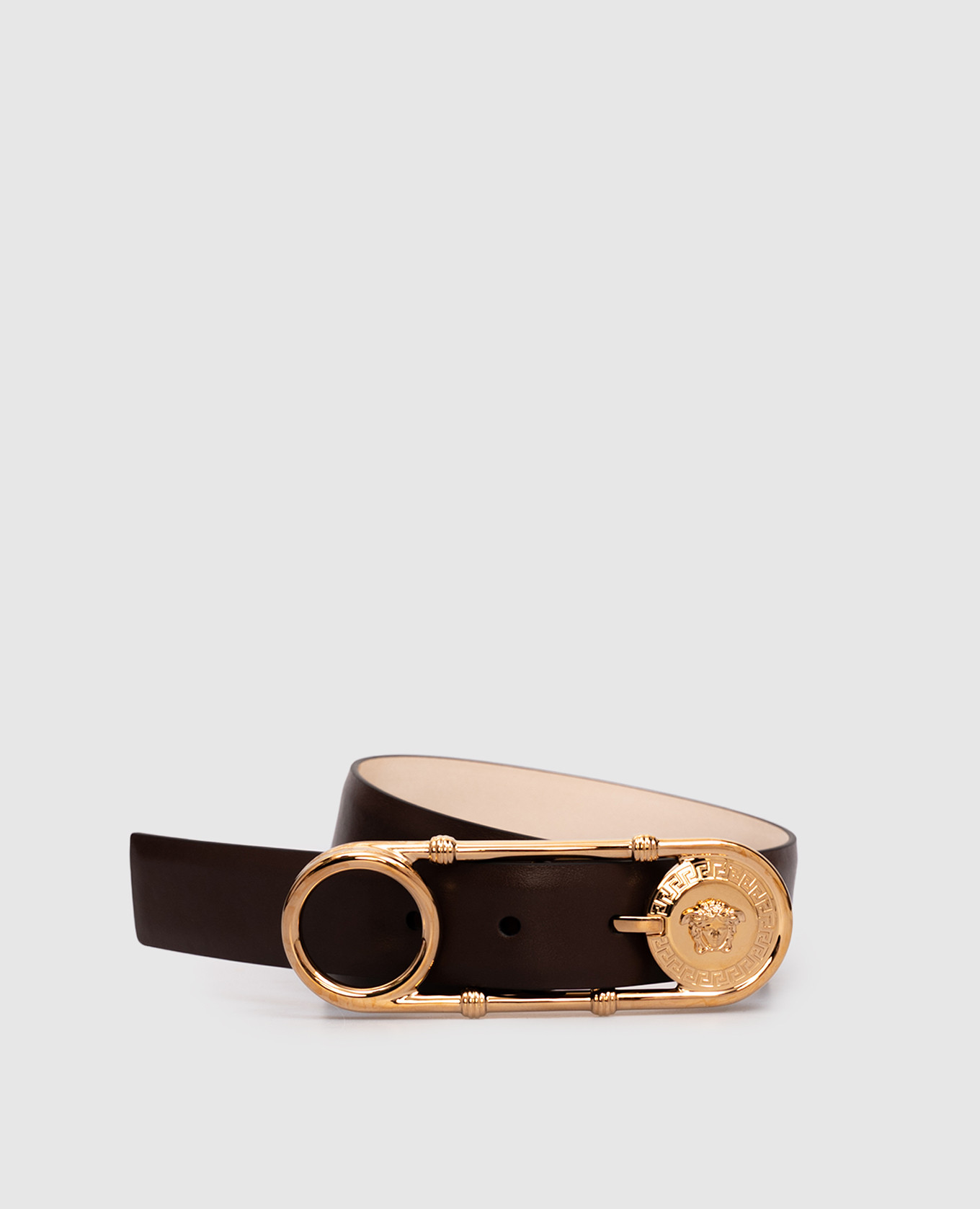 Brown leather belt with pin buckle Versace