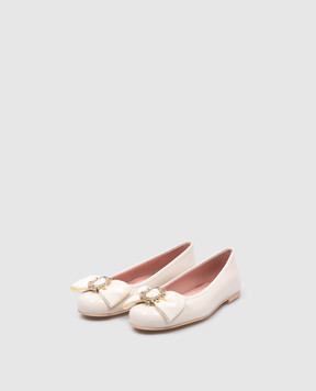 Pretty Ballerinas Children's lacquered beige Hermione ballet shoes with crystals 51268