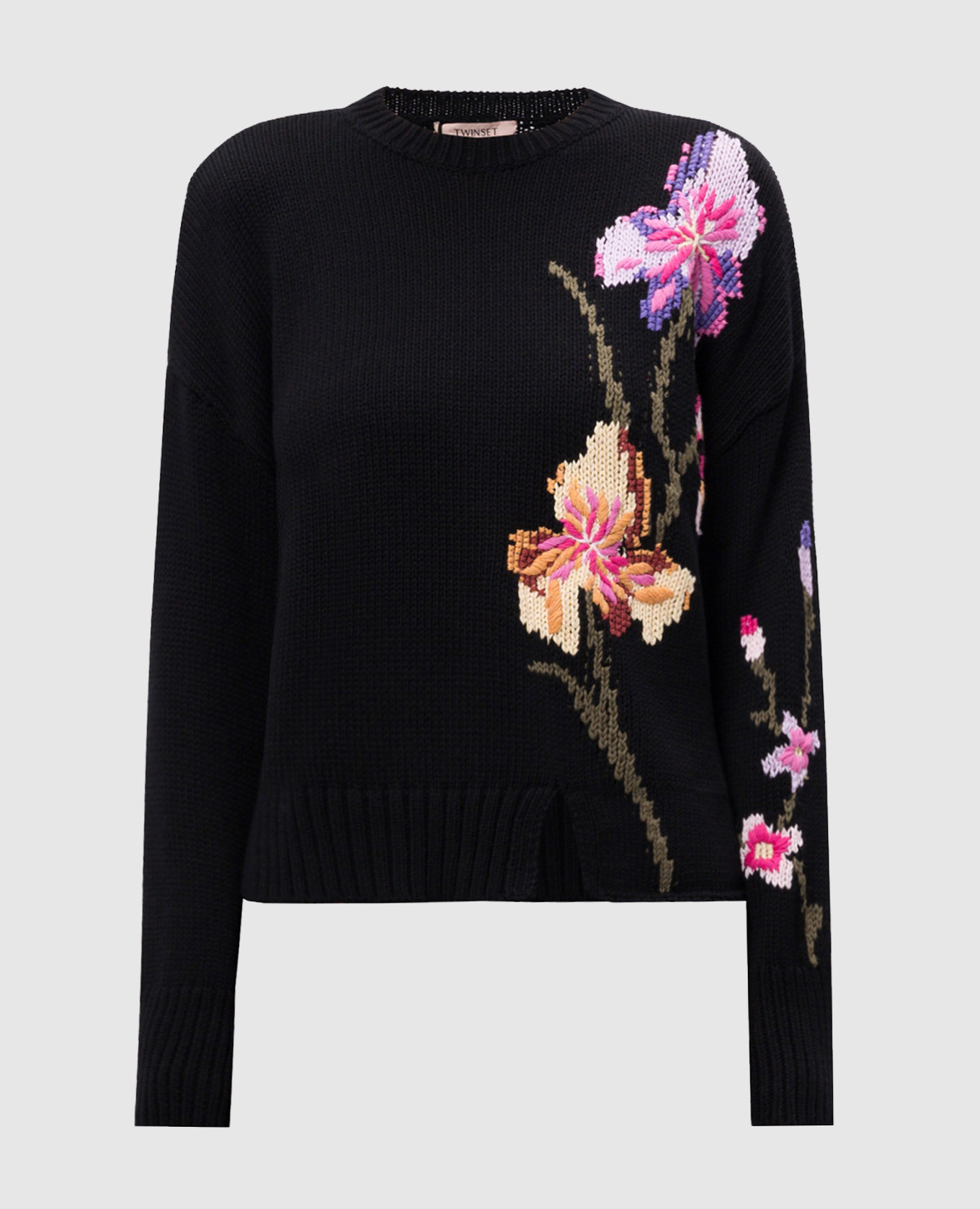 

Black sweater with floral pattern Twinset
