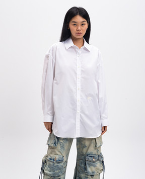 Palm Angels White shirt with monogram logo embroidery PWGE004F24FAB001