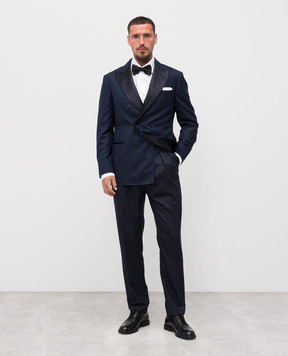 Brunello Cucinelli Blue wool and silk pants MF460PS04