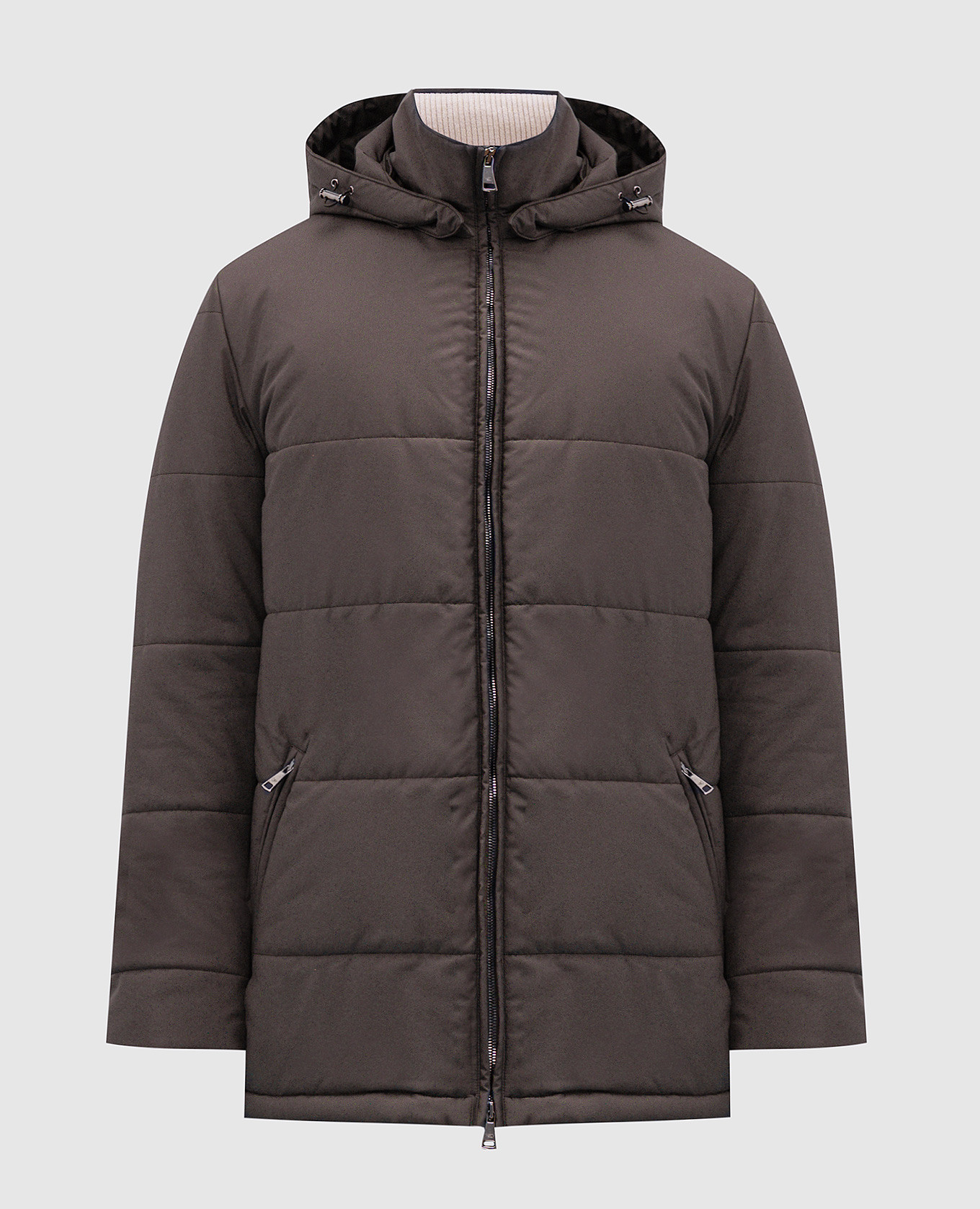 Gray quilted jacket with logo monogram engraving cashmere&whiskey