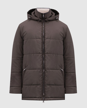 Cashmere&Whiskey Gray quilted jacket with logo monogram engraving CWSS24004