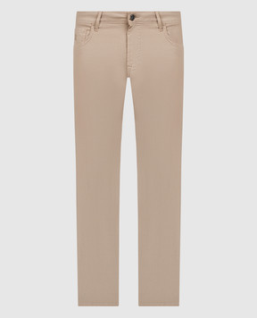 Stefano Ricci Beige jeans with logo patch MST41S0150T0087