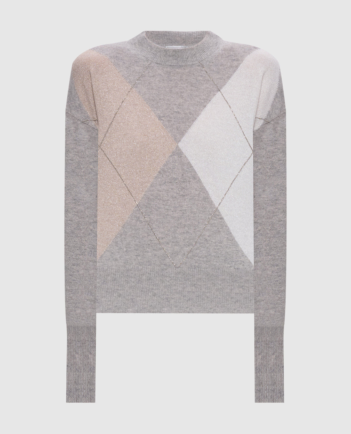 

Gray wool, silk and cashmere sweater with geometric pattern Peserico, Grey