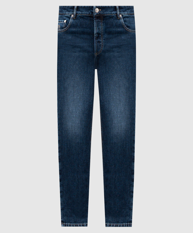 【関税&送料込み】Brunello Cucinelli Blue Jeans With Logo Brunello Cucinelli - Blue jeans with logo patch M283PO1090