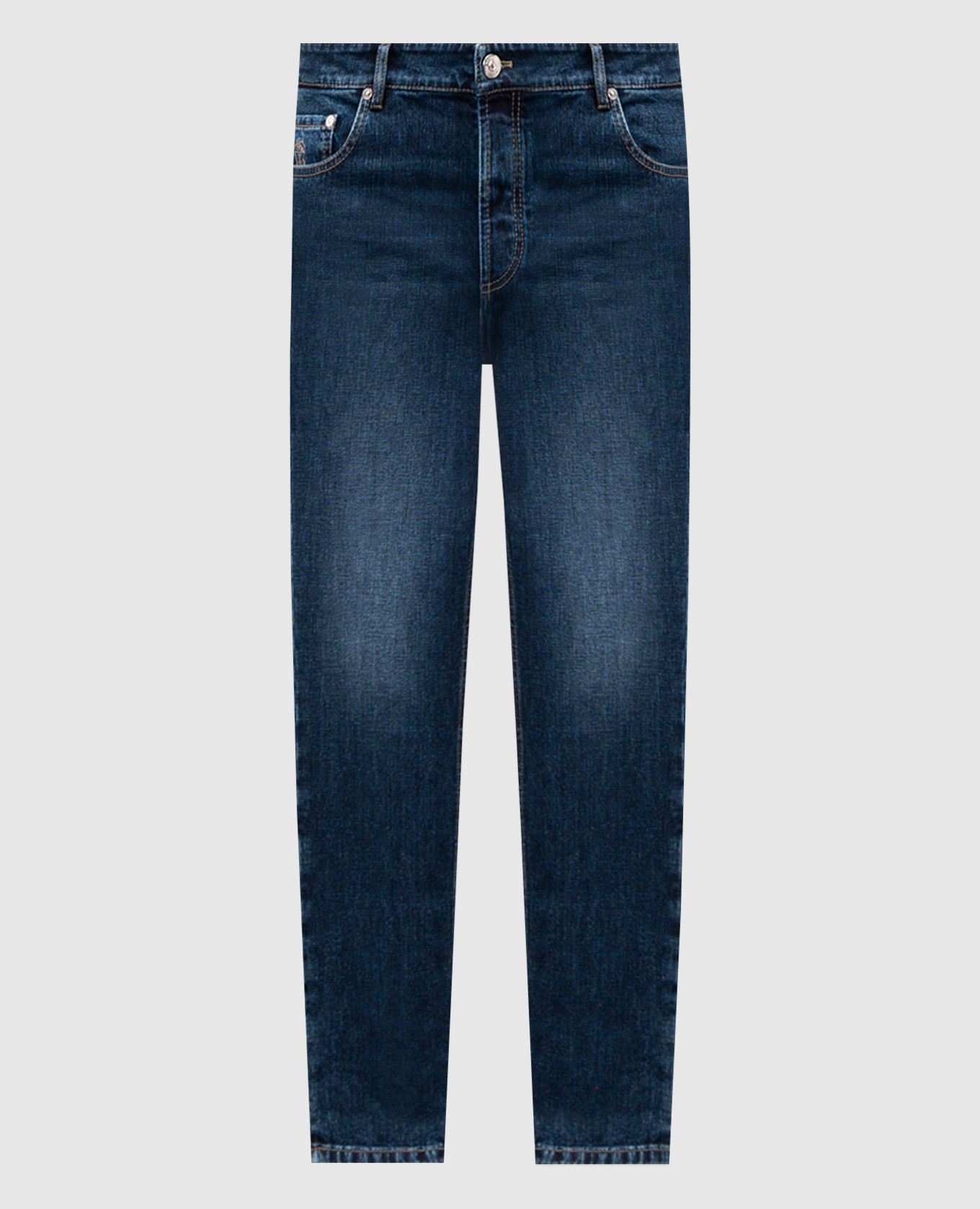 Blue jeans with logo patch Brunello Cucinelli