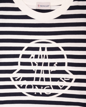 Moncler ENFANT Children's blue striped T-shirt with logo emblem K19548C0002089AGB810