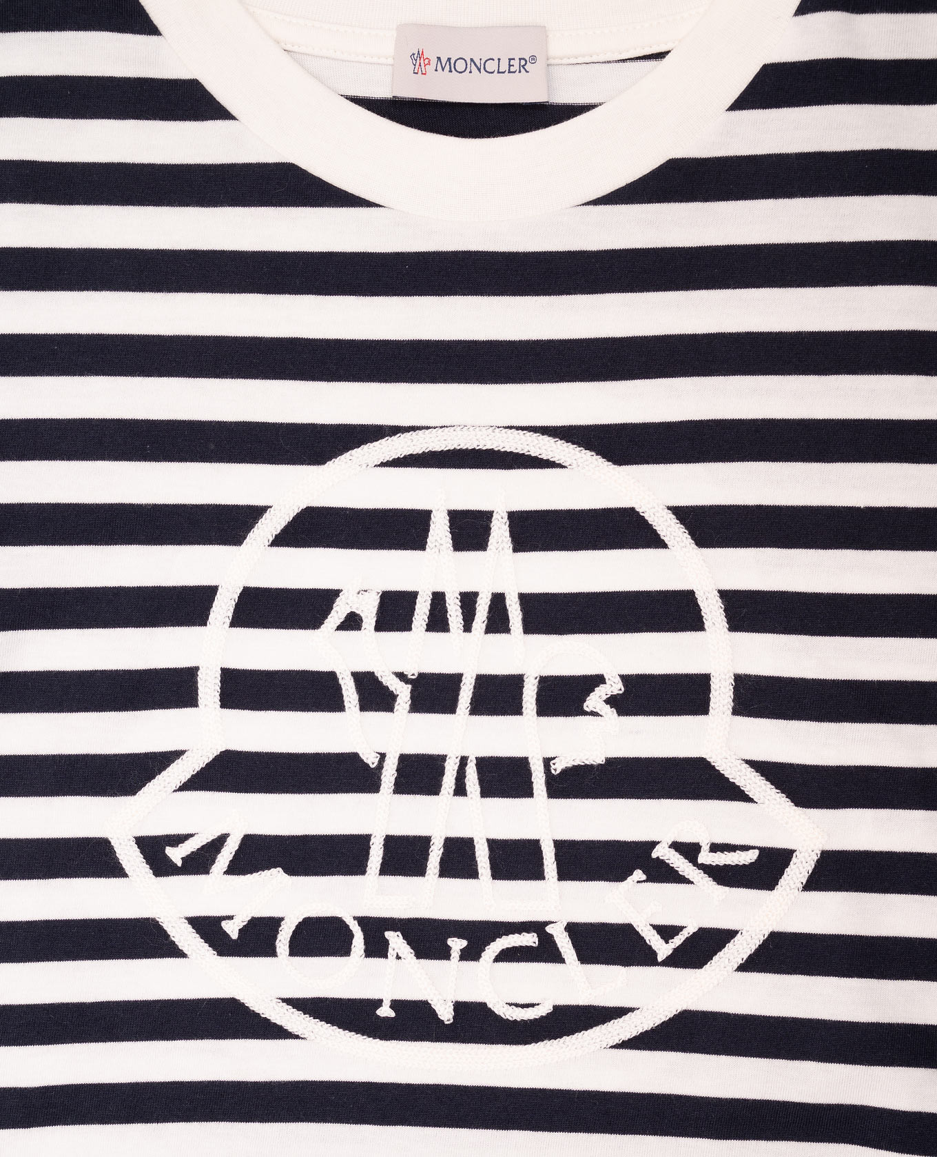 Children's blue striped T-shirt with logo emblem Moncler ENFANT