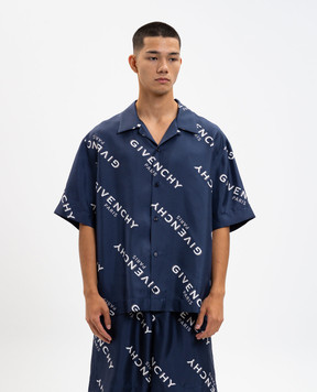Givenchy Blue silk shirt with logo BM616J1673