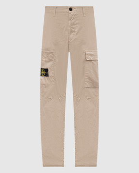 Stone Island Beige cargo pants with logo patch K2S153100032S0010
