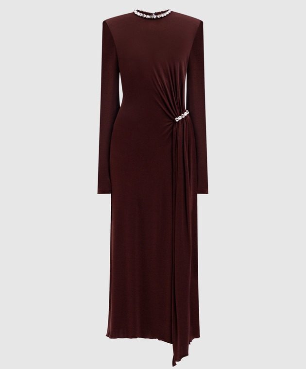 david koma burgundy dress GATHER DETAIL AND TRAIN MINI DRESS  David Koma