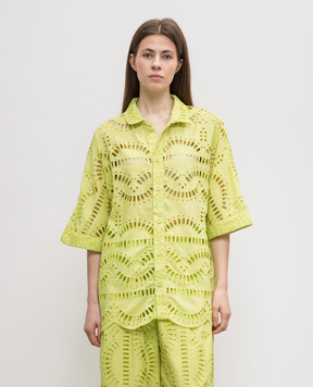 Charo Ruiz Isma green blouse with broderie embroidery 243200
