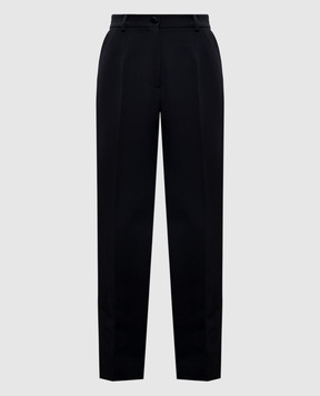 Dolce&Gabbana Black wool and silk trousers with stripes FTAM0TFU21E