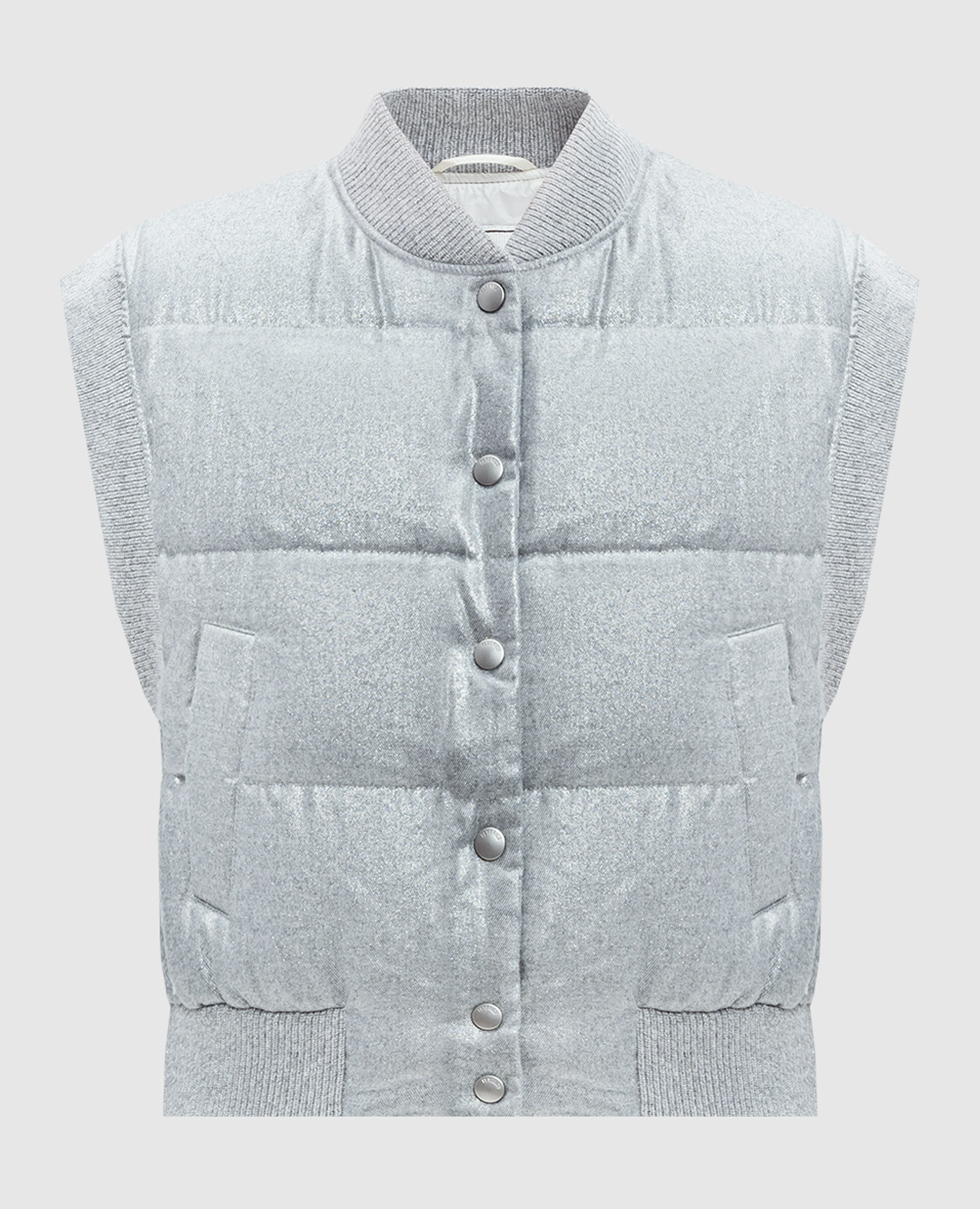 

Gray quilted down vest with lurex Peserico, Серый