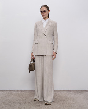 Peserico Gray double-breasted corduroy jacket A0123901596