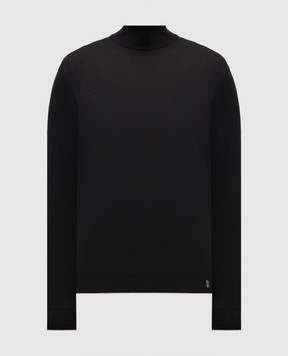 Stefano Ricci Black wool, silk and cashmere jumper with logo pattern KE08004L10E25374