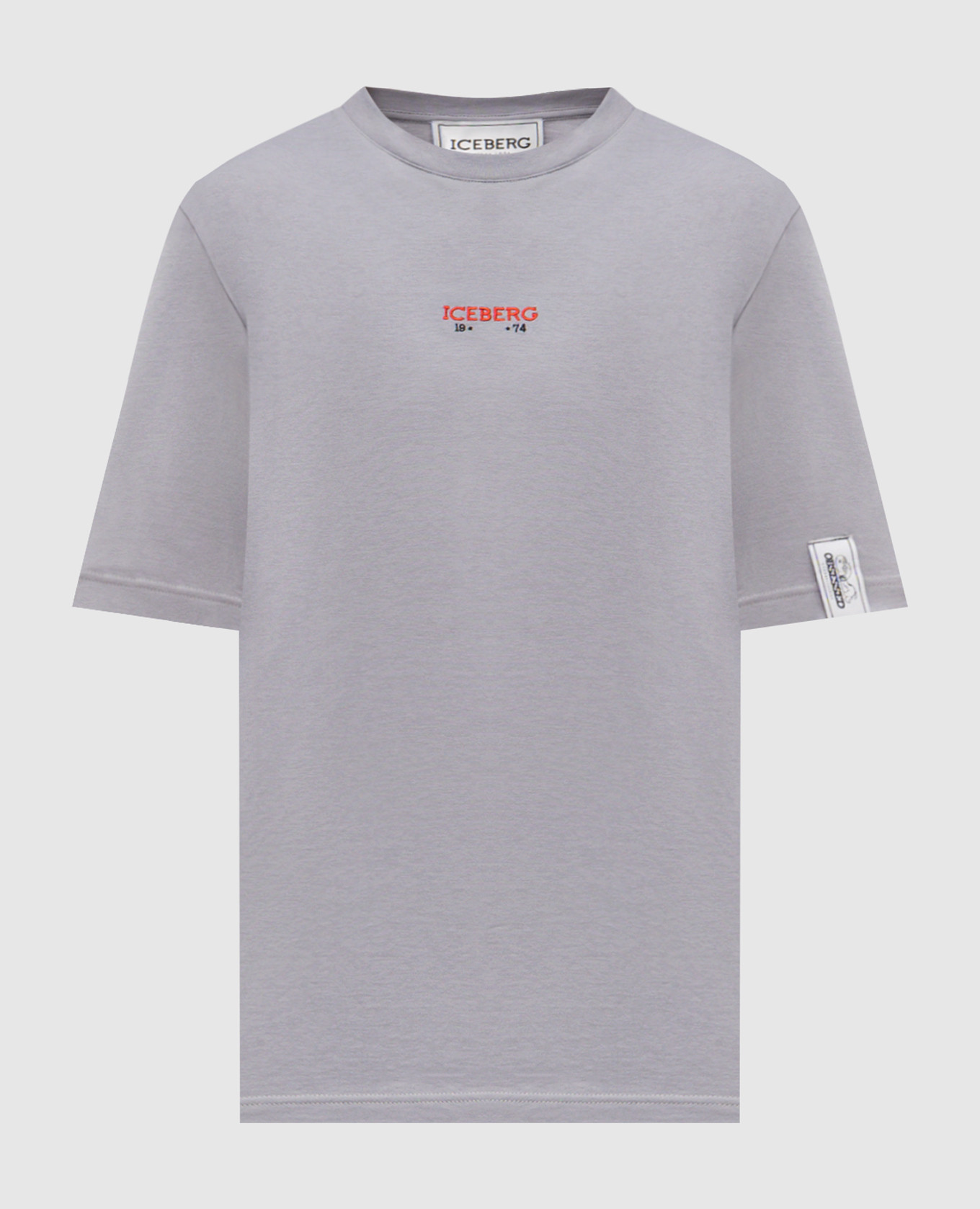 Grey T-shirt with logo embroidery and print Iceberg