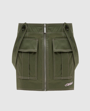Off-White Green cargo skirt with logo embroidery OWCY001F24FAB001