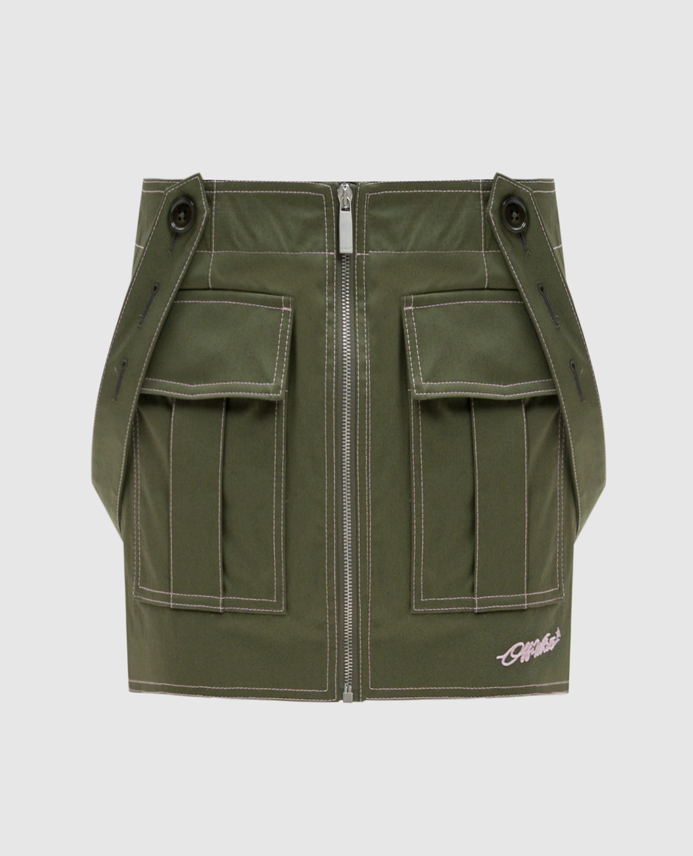 Green cargo skirt with logo embroidery Off-White