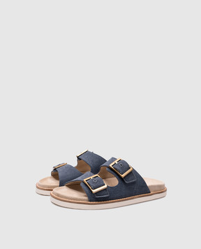 Brunello Cucinelli Blue flip-flops with logo engraving MZUJMXY235