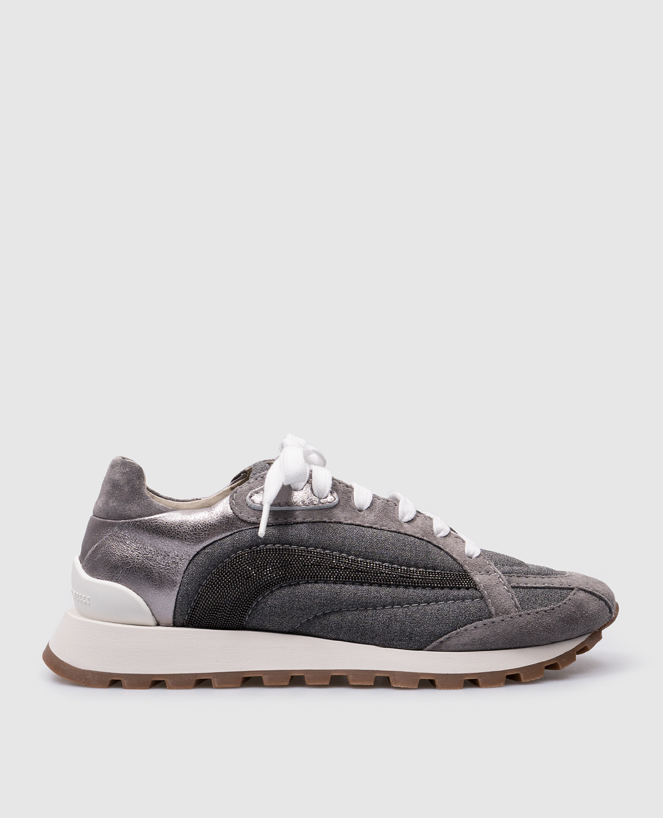 

Gray combination sneakers with monil chain Brunello Cucinelli, Grey