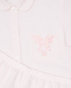 Story Loris Baby pink linen pajamas with logo embroidery 3671146