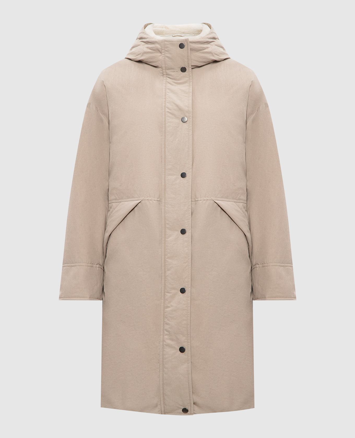 

Beige down jacket with fur Brunello Cucinelli