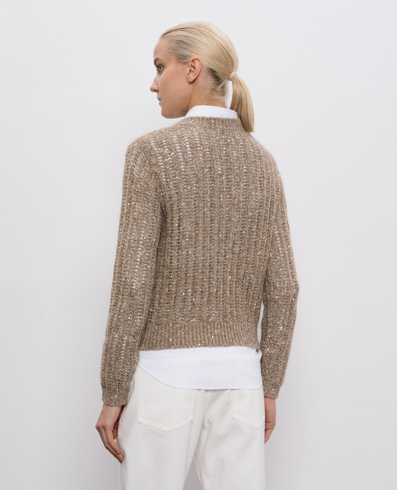 

Brown wool and cashmere sweater with sequins Brunello Cucinelli