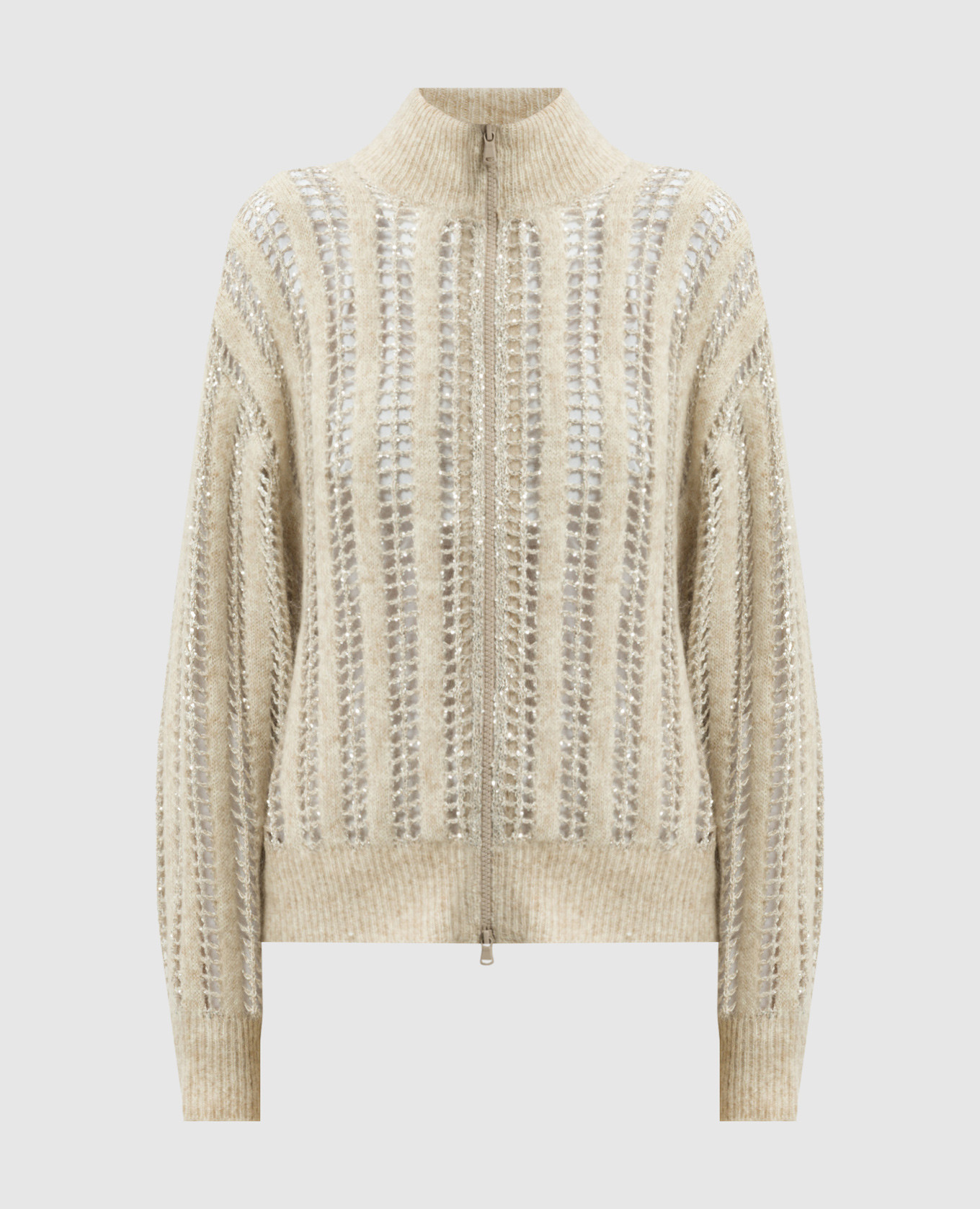 

Beige openwork cardigan with wool and sequins Brunello Cucinelli