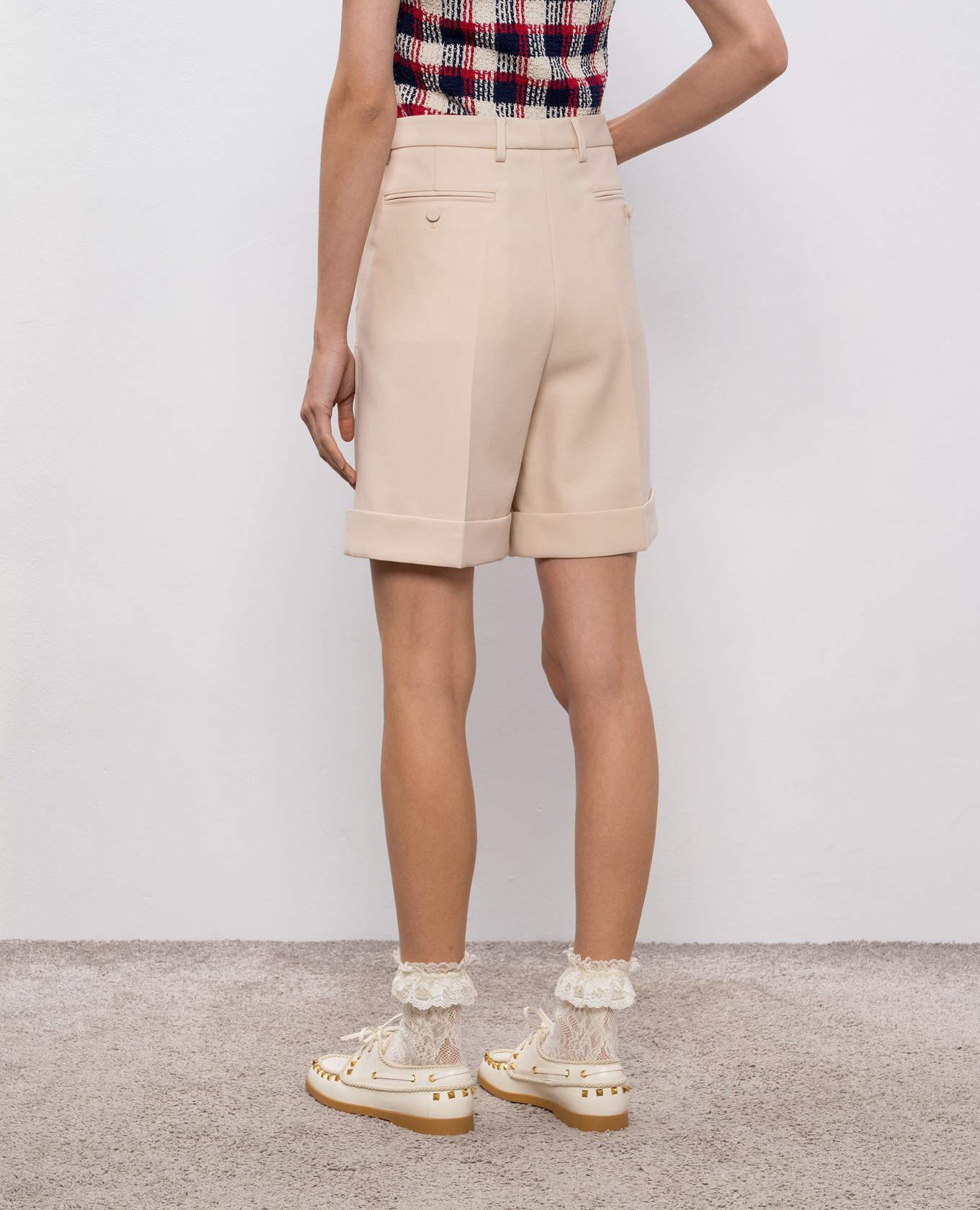 

Beige wool bermuda shorts with lapels Valentino