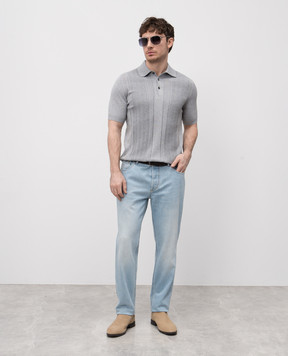 Brunello Cucinelli Gray polo with pattern M29203305