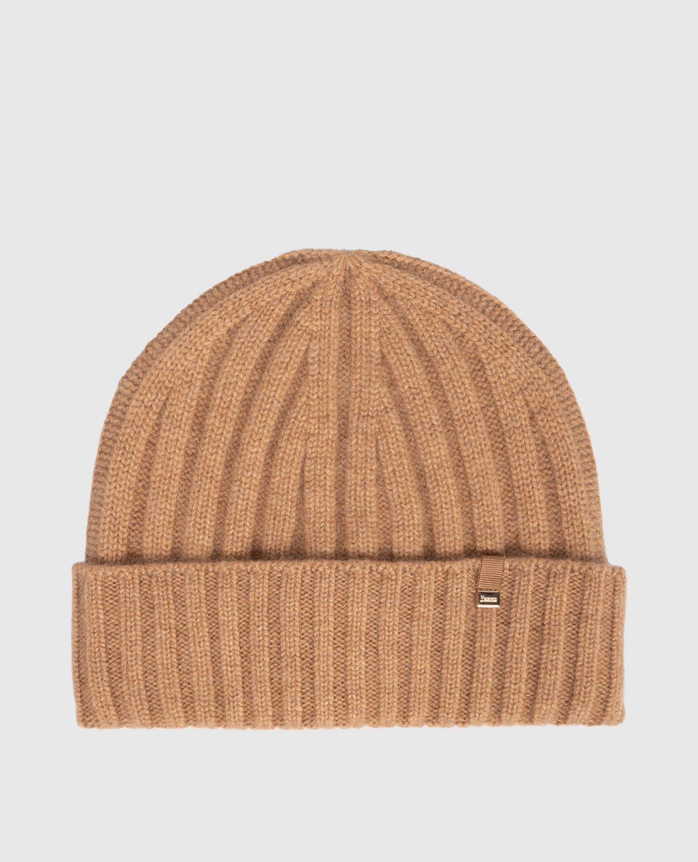 Brown cashmere hat with logo Herno