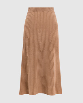 Twinset Brown wool and cashmere midi skirt 252TP3573