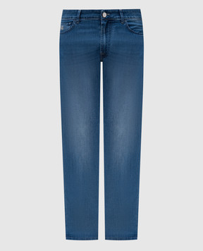 Stefano Ricci Blue jeans with metal monogram logo MST51B3010T0082